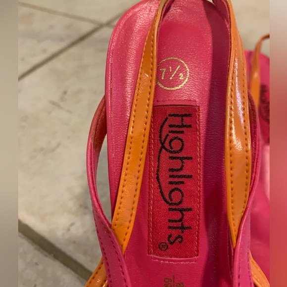 Vintage Highlights Neon Pink & Orange Slingback Pointed Toe Heels 7.5 - Picture 11 of 12